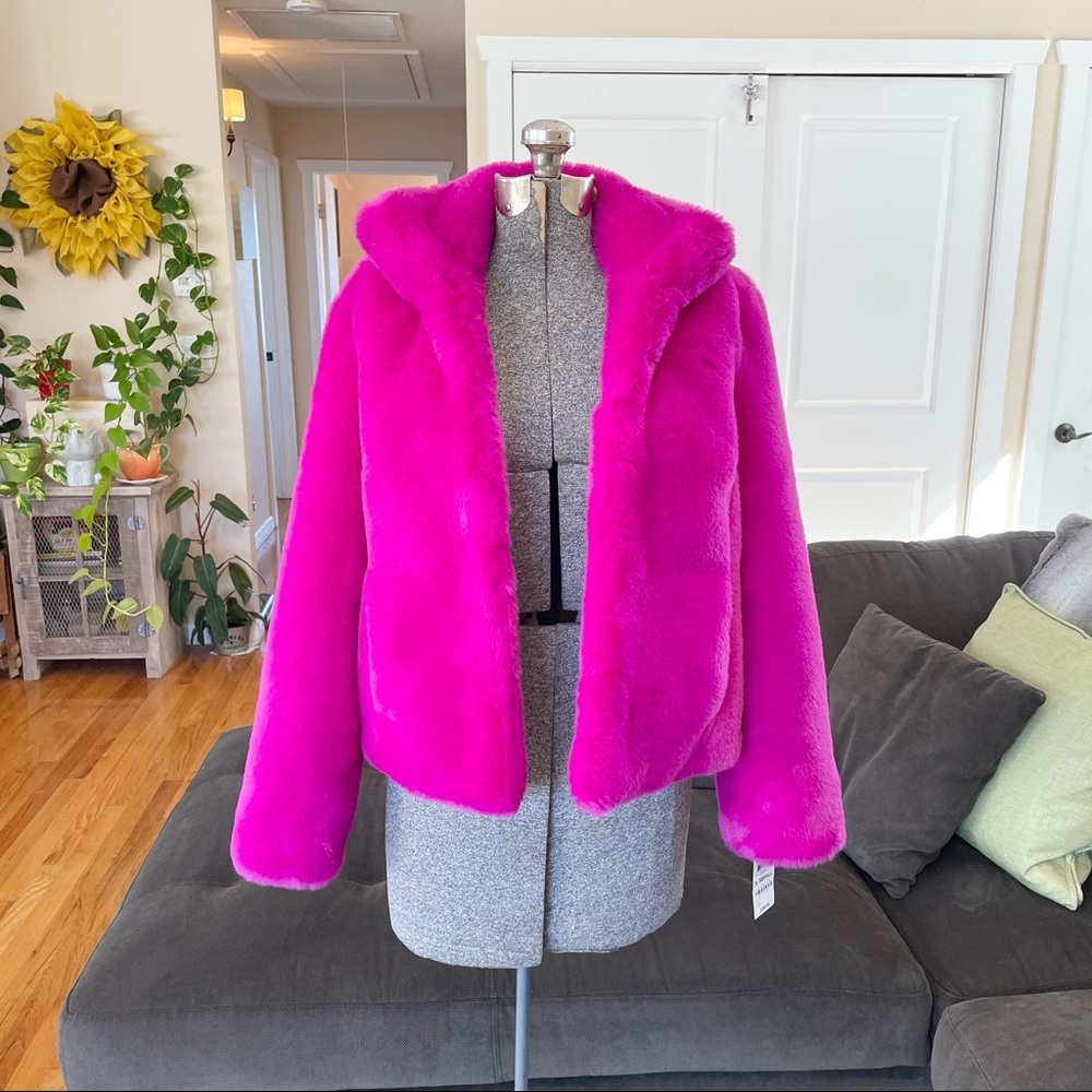 NWT INC International Concepts fuchsia, hot pink, soft, fuzzy jacket